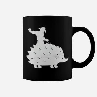 Cowboy Riding A Hedgehog Distressed Coffee Mug - Monsterry AU