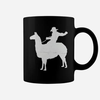 Cowboy Riding A Llama Distressed Coffee Mug - Monsterry AU