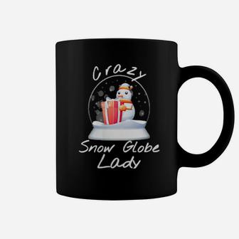 Crazy Snow Globe Lady Collector Xmas Coffee Mug - Monsterry