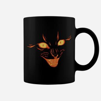 Creepy Cat Face, Vintage Black Cat Lover, Retro Style Cats Coffee Mug | Crazezy