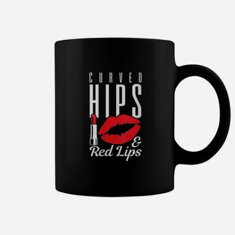 Curved Hips N Red Lips Makeup Lover Curvy Beauty Gift Coffee Mug | Crazezy UK