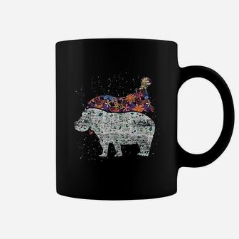 Cute Animal Gift Idea Floral Hippo Coffee Mug | Crazezy