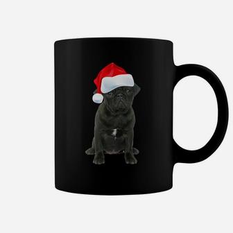 Cute Black Pug Shirt Santa Hat Image Funny Christmas Gift Coffee Mug | Crazezy