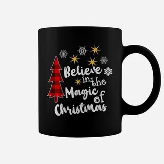Cute Casual Believe In Magic Of Christmas Tree Buffalo Plaid Coffee Mug | Crazezy