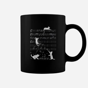 Cute Cat Distressed Music Notes Kitty Piano Musician Coffee Mug | Crazezy CA