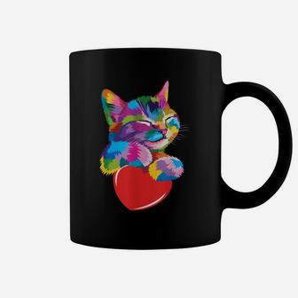 Cute Cat For Kitten Lovers Colorful Kitty Adoption Cat Coffee Mug | Crazezy