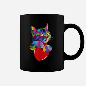 Cute Cat Gift For Kitten Lovers Colorful Art Kitty Adoption Coffee Mug | Crazezy DE