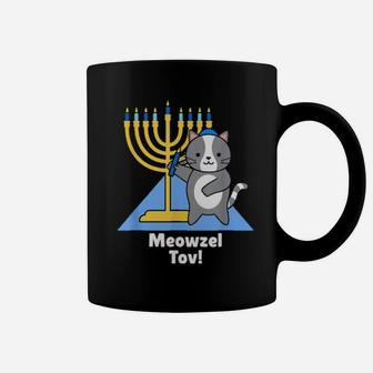 Cute Cat Hanukkah Meowzel Tov Coffee Mug - Monsterry
