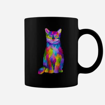 Cute Cat Lovers Colorful Art Cat Adoption Cat Mom Coffee Mug | Crazezy