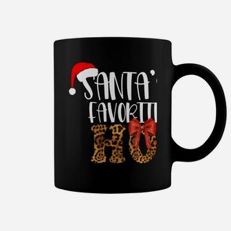 Cute Cheetah Santa's Favorite Ho Christmas T Shirts Women Coffee Mug | Crazezy