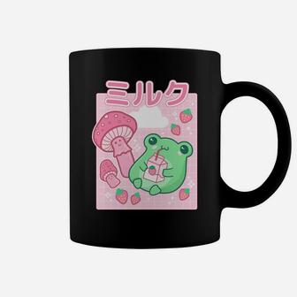 Cute Cottagecore Frog Strawberry Retro 90S Kawaii Aesthetic Coffee Mug | Crazezy