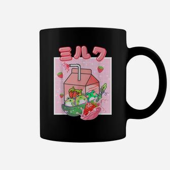 Cute Cottagecore Kawaii Frog Strawberry Milk Retro 90S Tee Coffee Mug | Crazezy UK