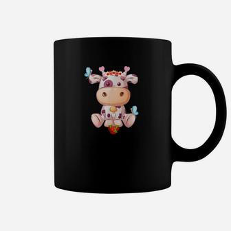 Cute Cow Strawberry Hearts Valentines Day Girls Hearts Coffee Mug - Monsterry AU