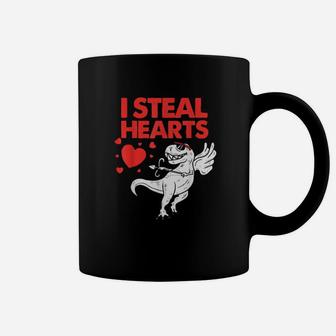Cute Cupid Trex Dinosaur Boys Valentines Day I Steal Hearts Coffee Mug - Monsterry