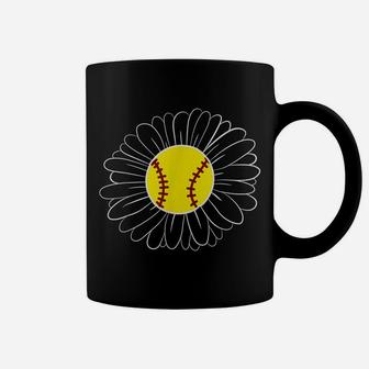Cute Flower Daisy Softball Mom Coffee Mug | Crazezy