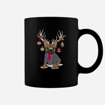 Cute French Bulldog Frenchie Christmas Reindeer Sweatshirt Coffee Mug | Crazezy UK