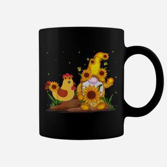 Cute Gnome And Chicken Sunflower Funny Gnome Chicken Farmer Coffee Mug | Crazezy AU