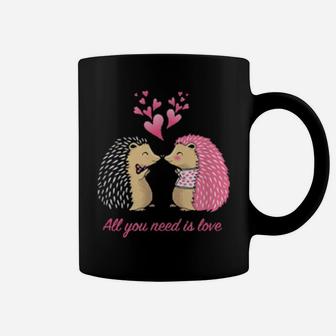 Cute Hedgehogs Kissing Valentine's Day For Her Coffee Mug - Monsterry DE
