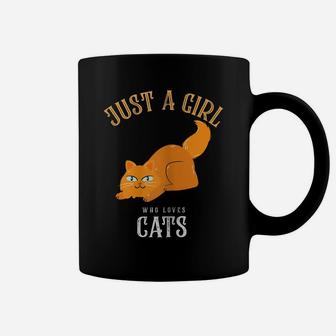 Cute Just A Girl Who Loves Cats Design For Cat Lovers Coffee Mug | Crazezy AU