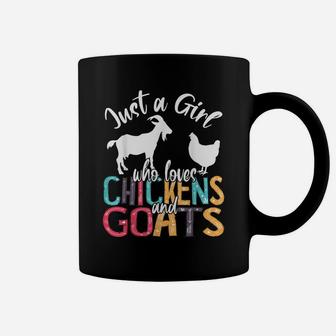Cute Just A Girl Who Loves Chickens Goats Farmer Girls Gift Coffee Mug | Crazezy