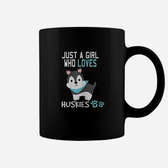 Cute Just A Girl Who Loves Huskies Coffee Mug | Crazezy