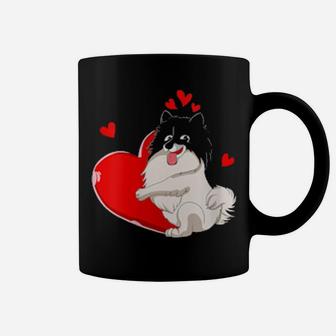 Cute Keeshond Valentines Day Holding Heart My Valentine Coffee Mug - Monsterry