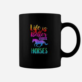 Cute Life Is Better With Horses Women Girls Horseback Riding Coffee Mug | Crazezy UK