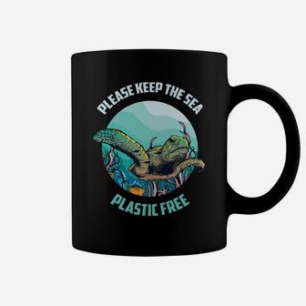 Cute Please Keep The Sea Plastic Free Shirt Environment Gift Coffee Mug | Crazezy