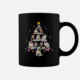 Cute Siamese Cats Tree Tee - Merry Christmas Cat Lover Gift Sweatshirt Coffee Mug | Crazezy UK