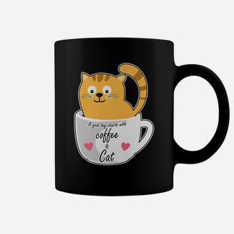 Cute Smiling Coffee Cat Funny Caffeine Lovers Coffee Mug | Crazezy