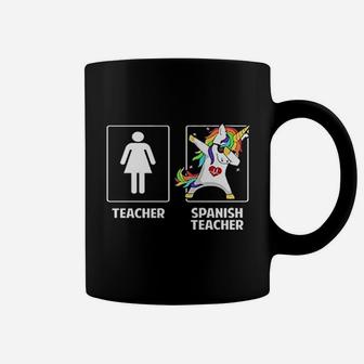 Cute Spanish Teacher Unicorn Dabbing Funny School Team Gifts Coffee Mug | Crazezy AU