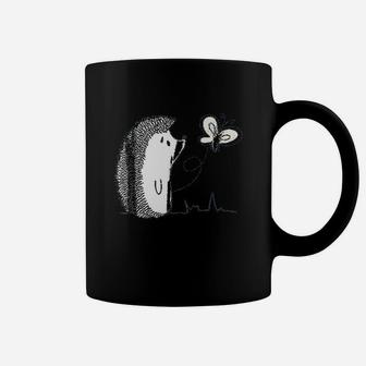 Cute Vintage Hedgehog And Butterfly Art Coffee Mug | Crazezy CA