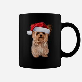Cute Yorkshire Terrier Santa Hat Yorkie Puppy Christmas Gift Sweatshirt Coffee Mug | Crazezy DE