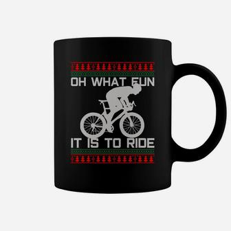 Cyclist Gift - Oh What Fun Ugly Christmas Cycling Road Bike Coffee Mug | Crazezy UK
