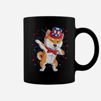 Dabbing Shiba Inu 4Th Of July Men Usa American Flag Coffee Mug - Monsterry AU