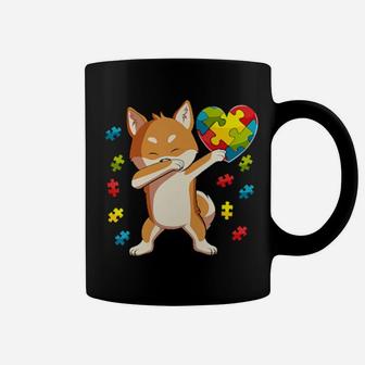 Dabbing Shiba Inu Dog Puzzle Piece Autism Awareness Gift Coffee Mug - Monsterry AU
