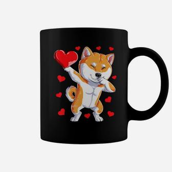 Dabbing Shiba Inu Heart Valentines Day Men Women Dog Lover Coffee Mug - Monsterry AU