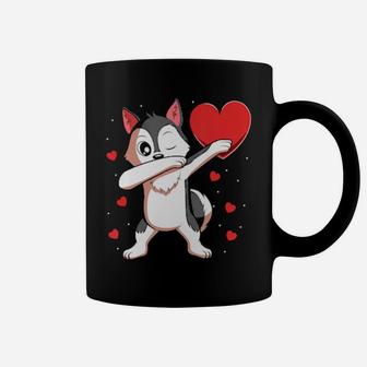 Dabbing Siberian Husky Heart Valentines Day Gift Boys Girls Coffee Mug - Monsterry