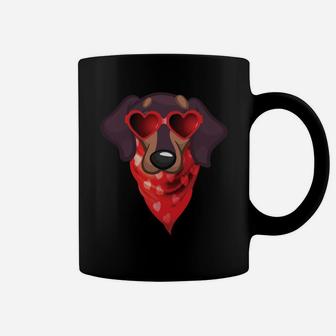 Dachshund Cute Dog Wearing Sunglasses Happy Valentine Coffee Mug - Seseable