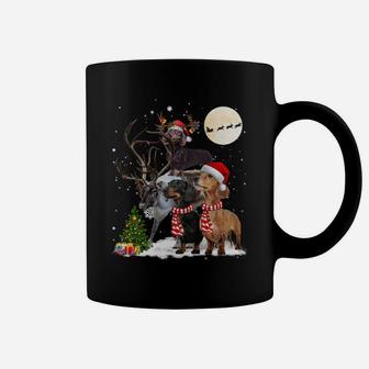 Dachshund Reindeer Xmas Lights Christmas Moon Xmas Dog Sweatshirt Coffee Mug | Crazezy