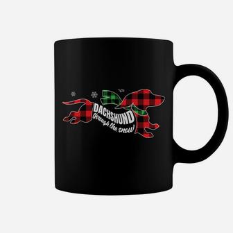 Dachshund Through The Snow Doxie Dog Plaid Christmas Gift Coffee Mug | Crazezy AU
