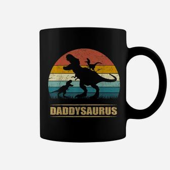 Daddy Dinosaur Daddysaurus 2 Two Kids Gift Tee For Dad Coffee Mug | Crazezy