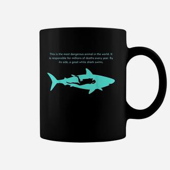 Dangerous Animal Diver Great White Shark Coffee Mug | Crazezy