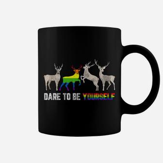 Dare To Be Yourself Elk Lgbt-Q Gay Pride Christmas Gifts Coffee Mug | Crazezy