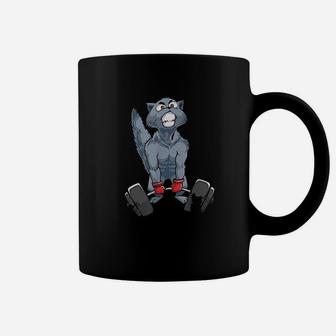 Deadlifting Cat Weightlifters Gym Workout Coffee Mug | Crazezy