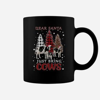 Dear Santa Just Bring Cows Christmas Buffalo Plaid Heifer Sweatshirt Coffee Mug | Crazezy AU