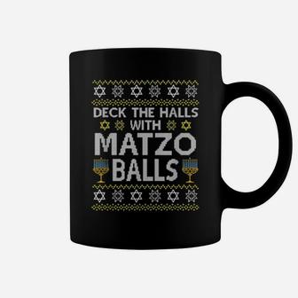 Deck The Halls With Matzo Balls Chanukkah Hanukkah Coffee Mug - Monsterry DE
