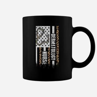 Dermatology Nurse Stehoscope Usa American Flag Leopard Print Coffee Mug | Crazezy