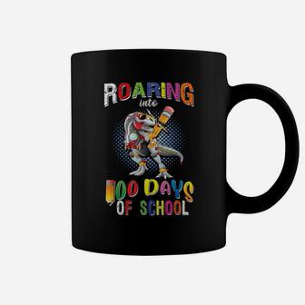 Dinosaur Roaring 100Th Day Of School Trex Dabbing Pencil Boy Coffee Mug | Crazezy