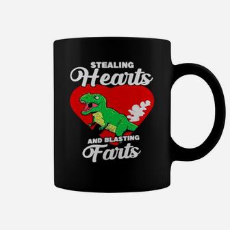 Dinosaurs Stealing Hearts And Blasting Farts Valentines Day Coffee Mug - Monsterry